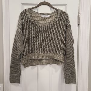 Cotton Emporium Two-Tone Gray Scoop Neck Sweater